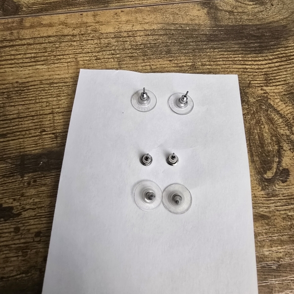 3/$15 Silvertone and Black Stud ball Earring Set of 3 pairs - Picture 3 of 4